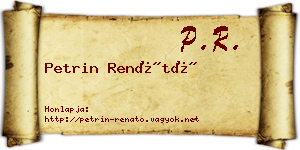 Petrin Renátó névjegykártya